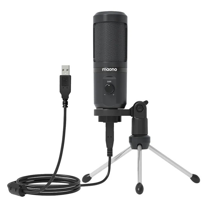 Maono USB Gaming Microphone with Mic Gain Control with Tripod Desk