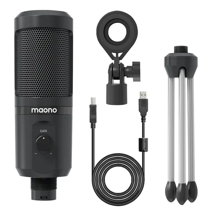 Maono USB Gaming Microphone with Mic Gain Control with Tripod Desk