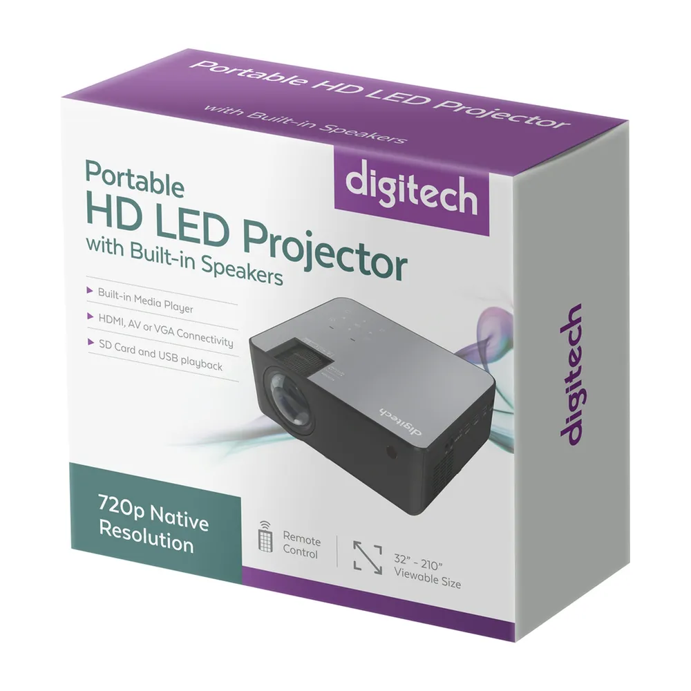 Digitech HD Projector with HDMI, USB and VGA Inputs and Builtin Speakers Jaycar New Zealand