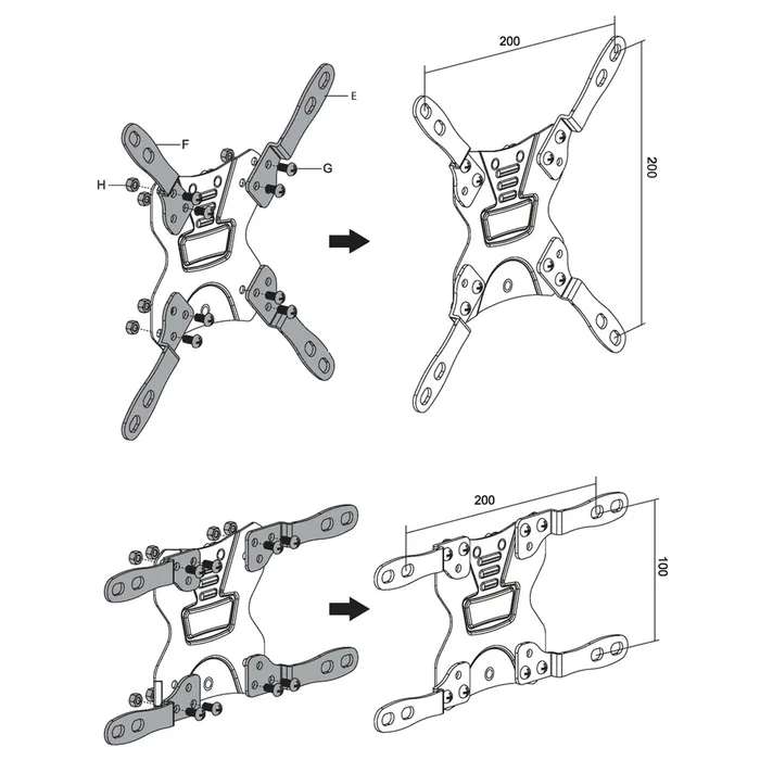 1342 Inch LCD Monitor Swing Arm Wall Bracket with 2 Slide In Locking