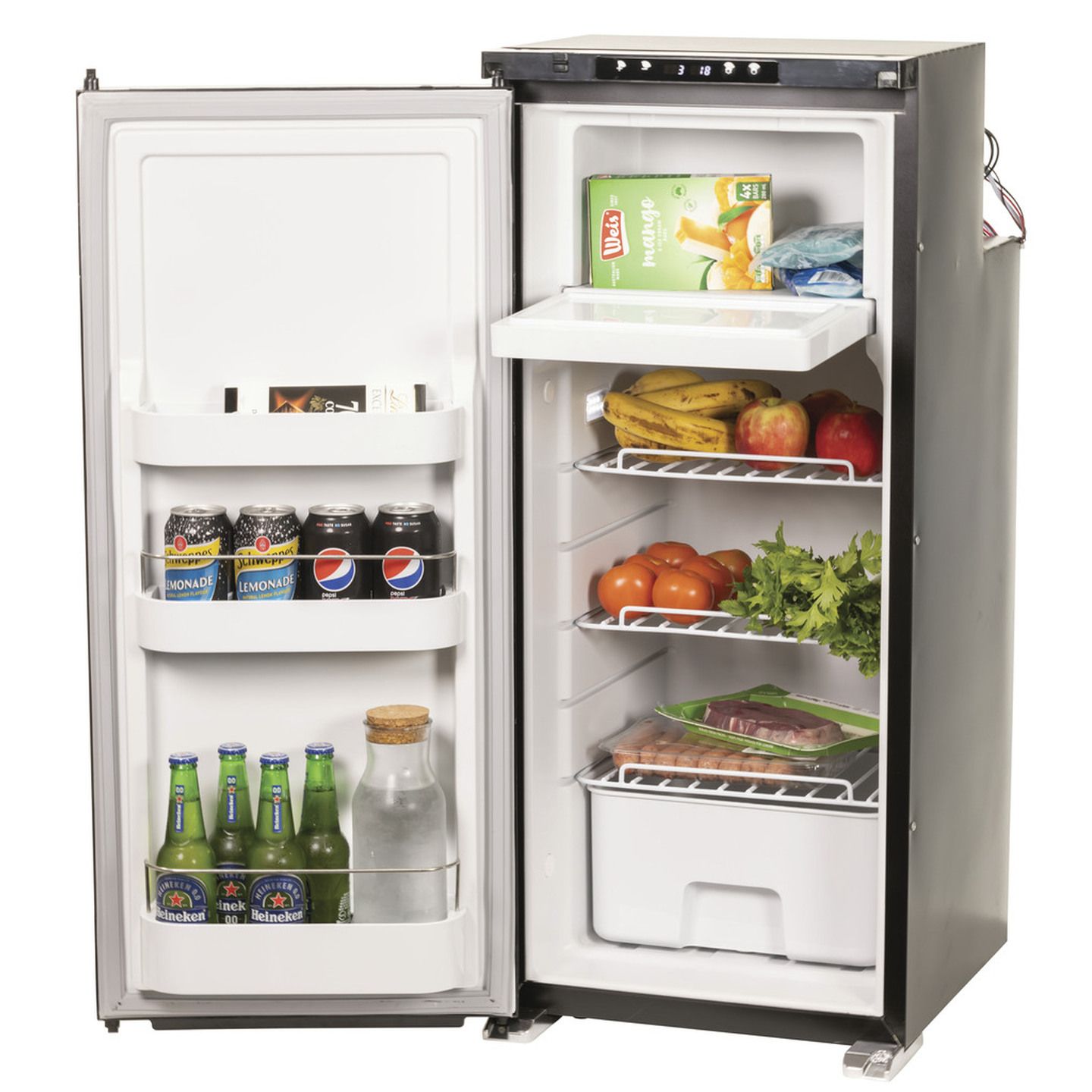 90L Brass Monkey Single Door Caravan Fridge with Freezer Zone