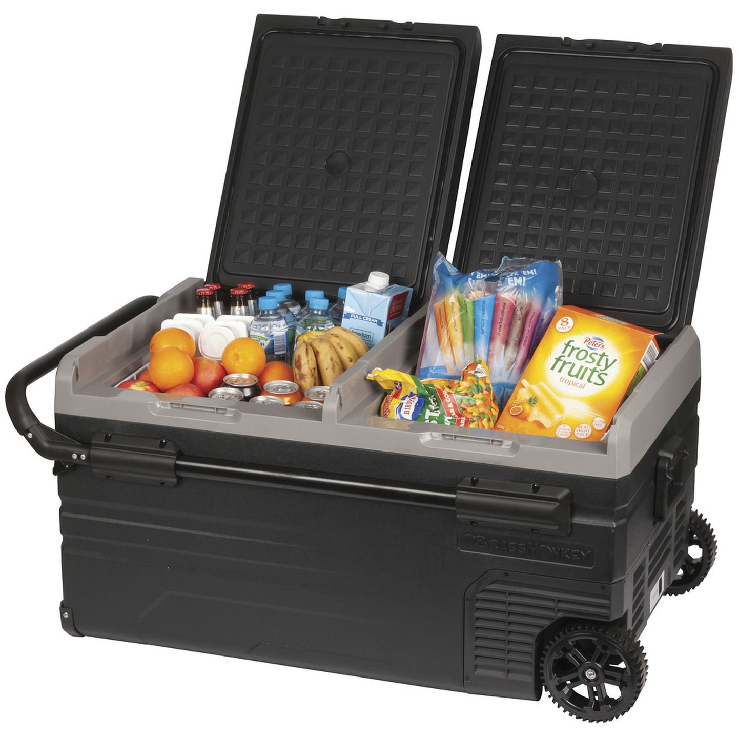 95L Brass Monkey Portable Fridge or Freezer with Handles and Wheels