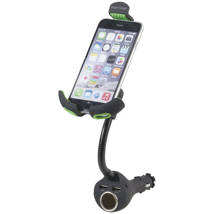 Cigarette Lighter Phone Holder with USB Charging Outlets Jaycar Australia