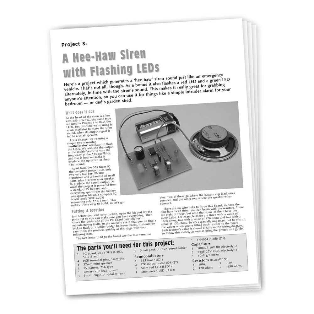 Short Circuits Two Project HeeHaw Siren with Flashing Light Jaycar Australia