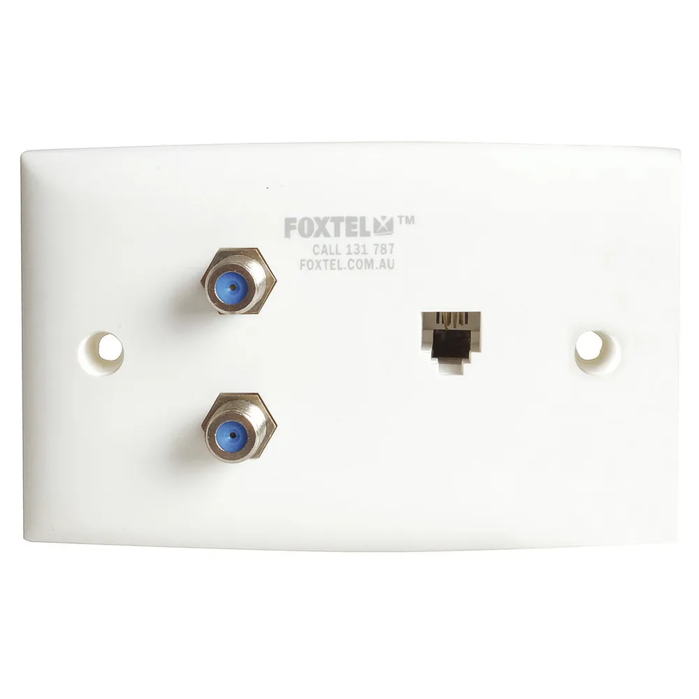 Foxtel Approved Wall Plate with 2 x F61 Sockets Jaycar Australia