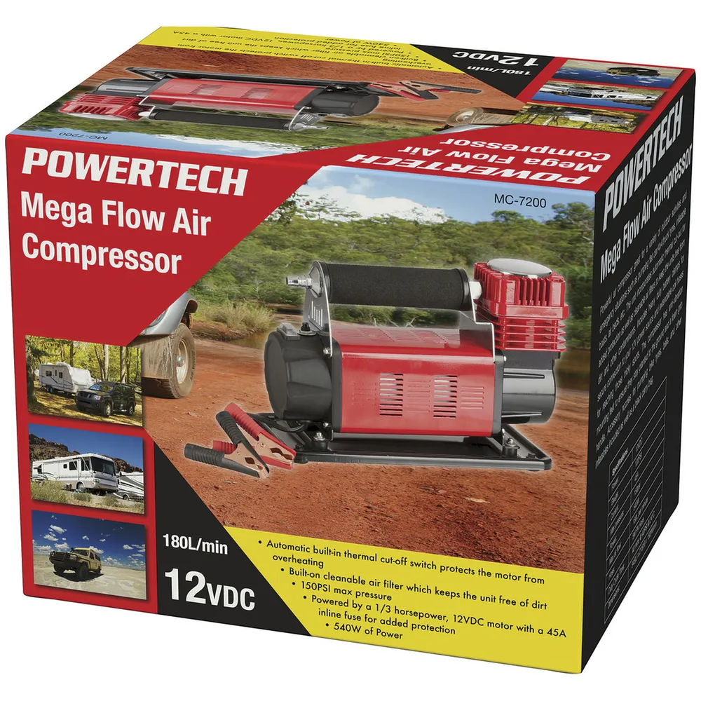 12VDC MegaFlow Air Compressor 180L/Min Jaycar New Zealand