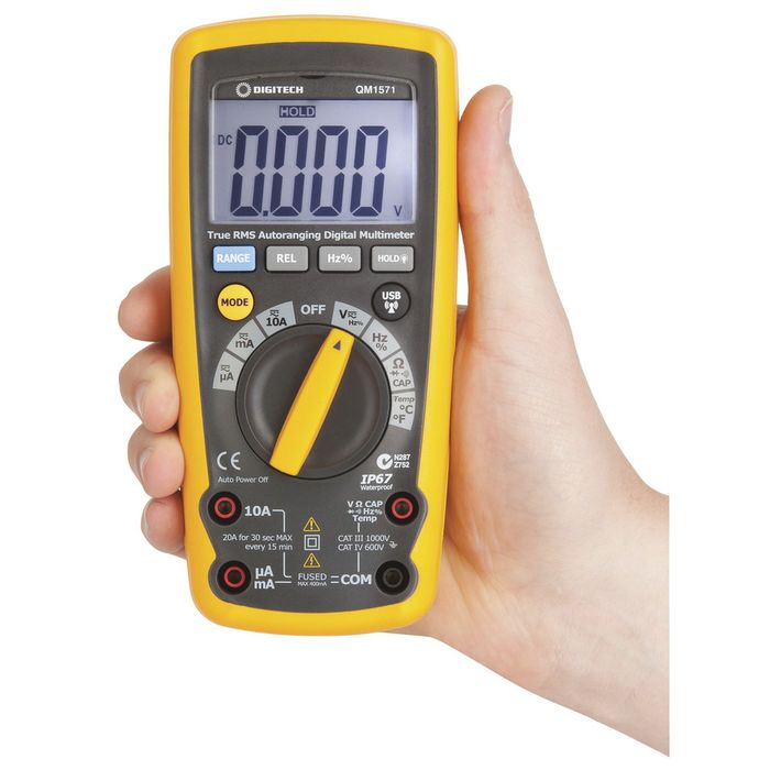 IP67 True RMS Autoranging Cat IV DMM with Wireless USB Interface ...