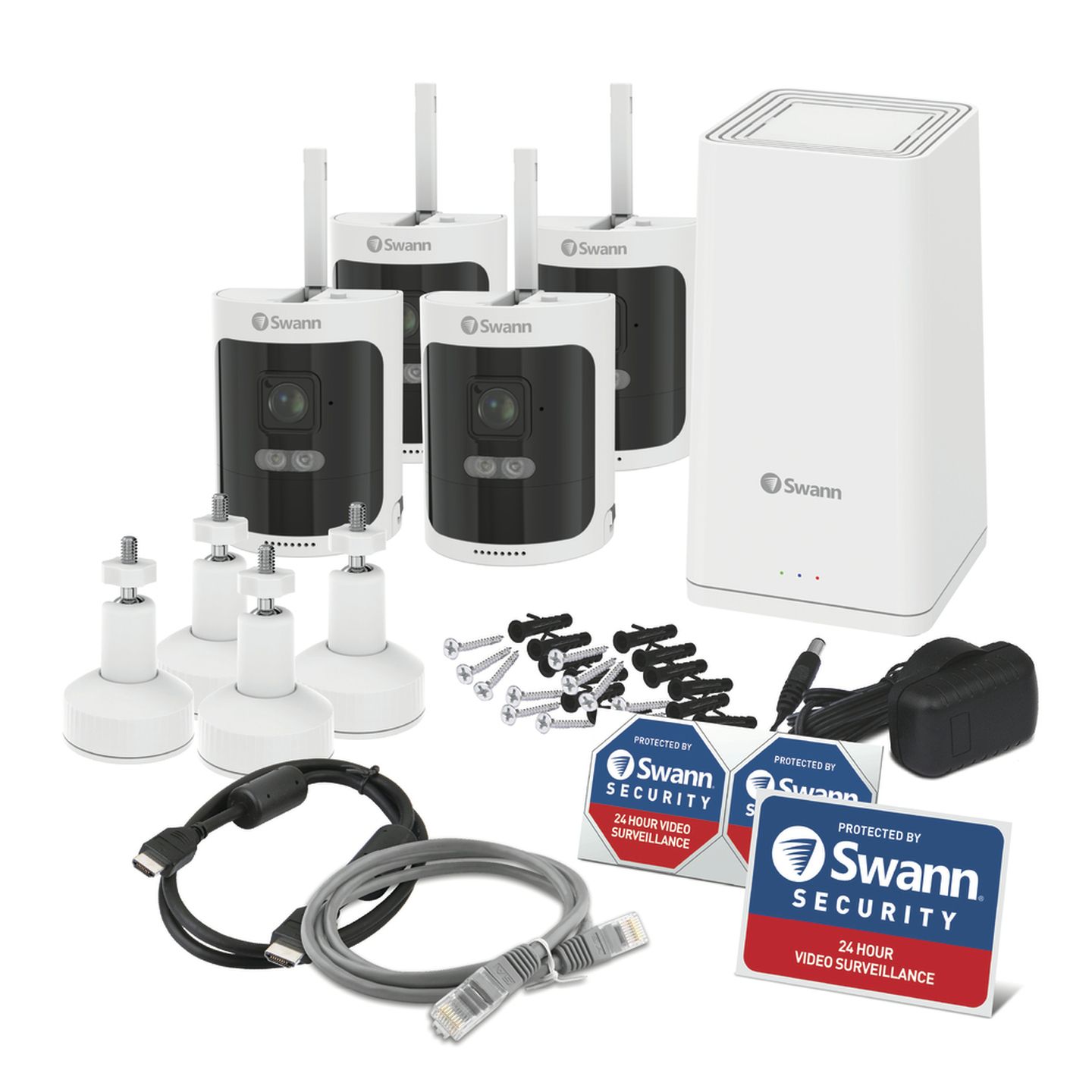 Swann 2K Wi-Fi NVR base with 4 x 2K Battery Powered Cameras SWNVK-650KH4