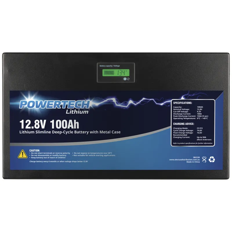 12.8V 100Ah Lithium Slimline Deep Cycle Battery with Metal Case Jaycar New Zealand