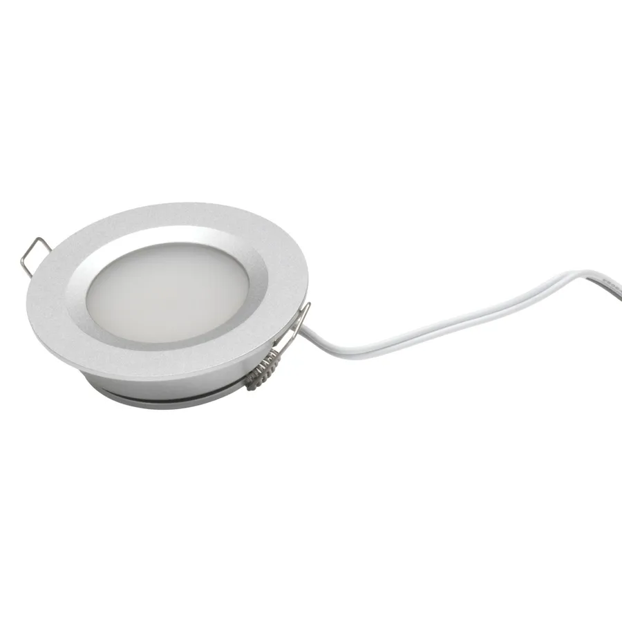 2W 1116VDC Cool White LED Downlight with Push Button Diffuser Silver Jaycar New Zealand