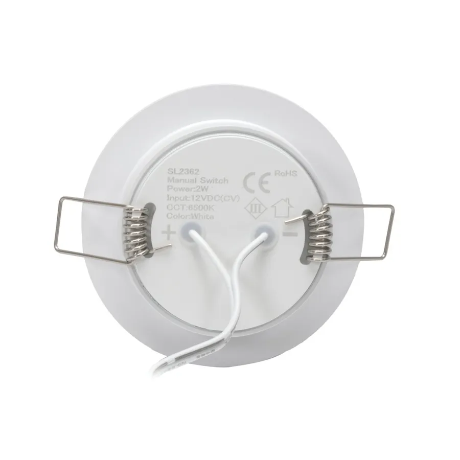 2W 1116VDC Cool White LED Downlight with Push Button Diffuser White