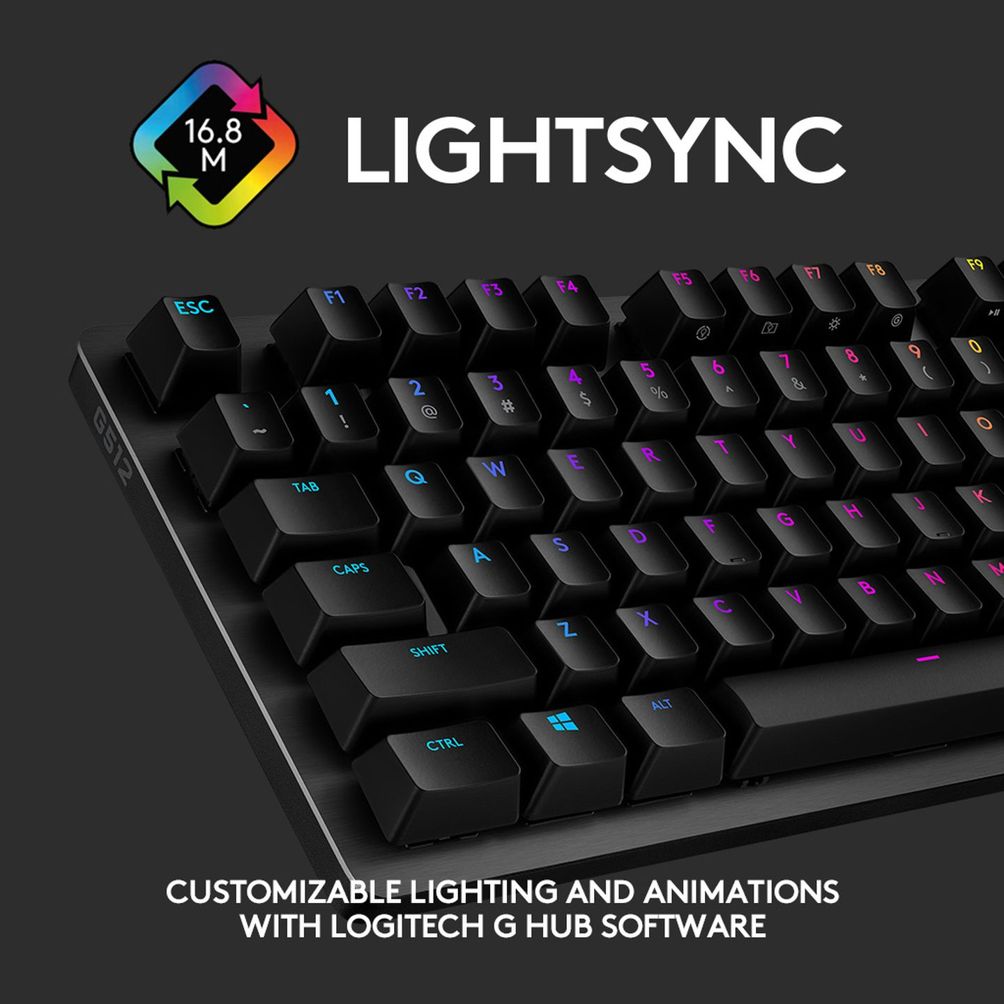 Logitech G512 Carbon LIGHTSYNC RGB Mechanical Gaming Keyboard with GX Brown Switches