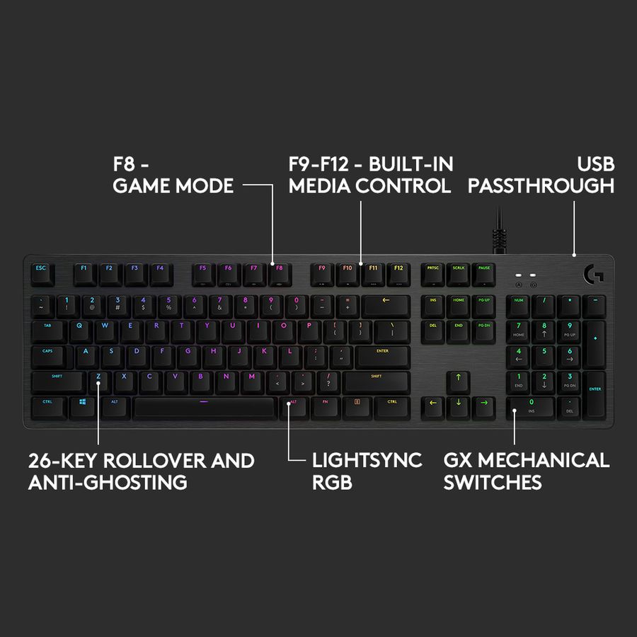 Logitech G512 Carbon LIGHTSYNC RGB Mechanical Gaming Keyboard With GX Logitech G512 Carbon LIGHTSYNC RGB Mechanical Gaming Keyboard With GX