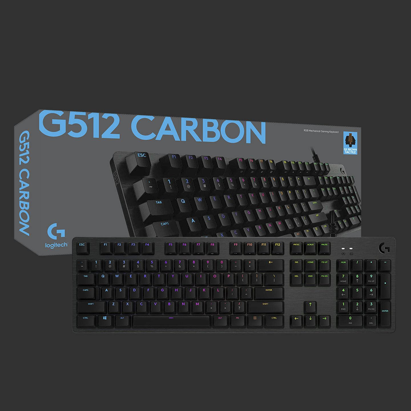 Logitech G512 Carbon LIGHTSYNC RGB Mechanical Gaming Keyboard with GX Brown Switches